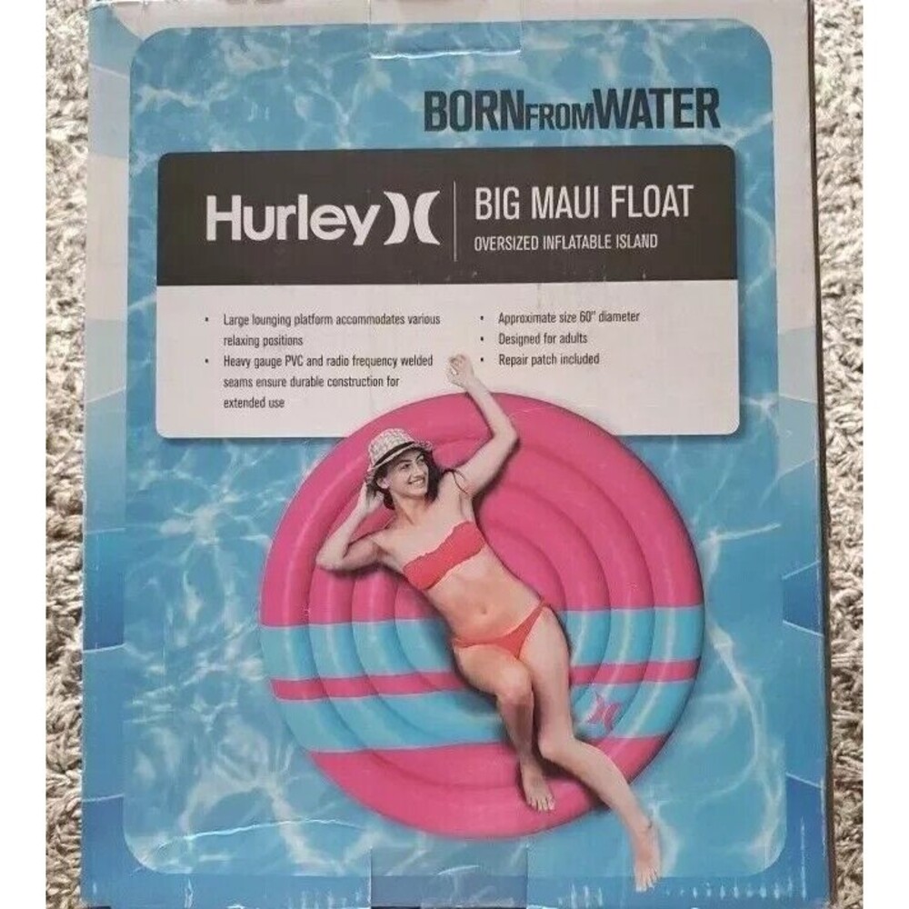 Hurley Extra-Large Mesa Inflatable Pool Float‎ Lounger Pink/Light Blue (1311002)